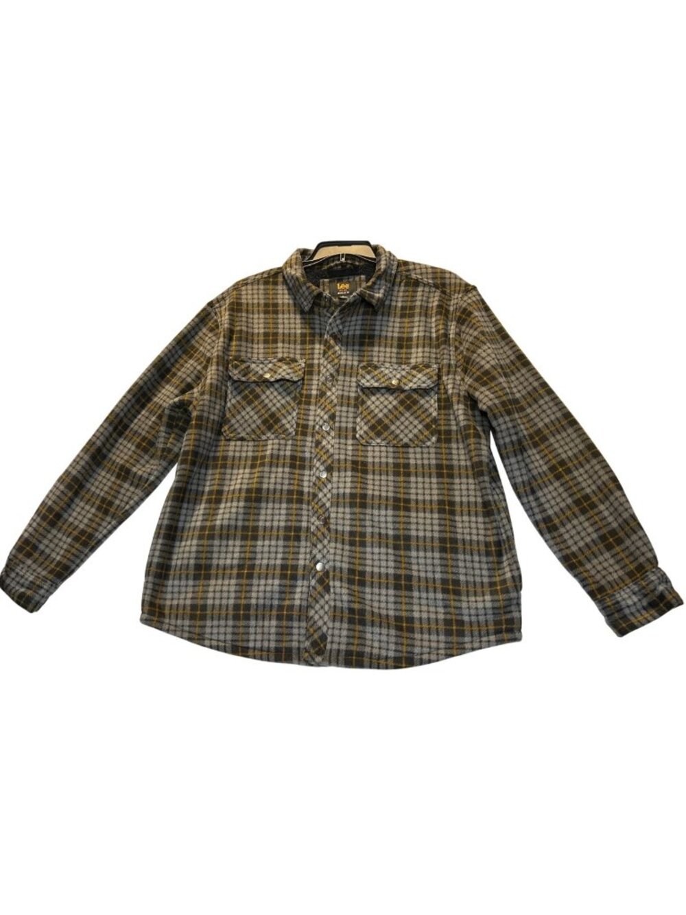 Lee Mens Size XL Plaid Snap-Up Shacket With Sherpa Lining For Warmth Regular Fit